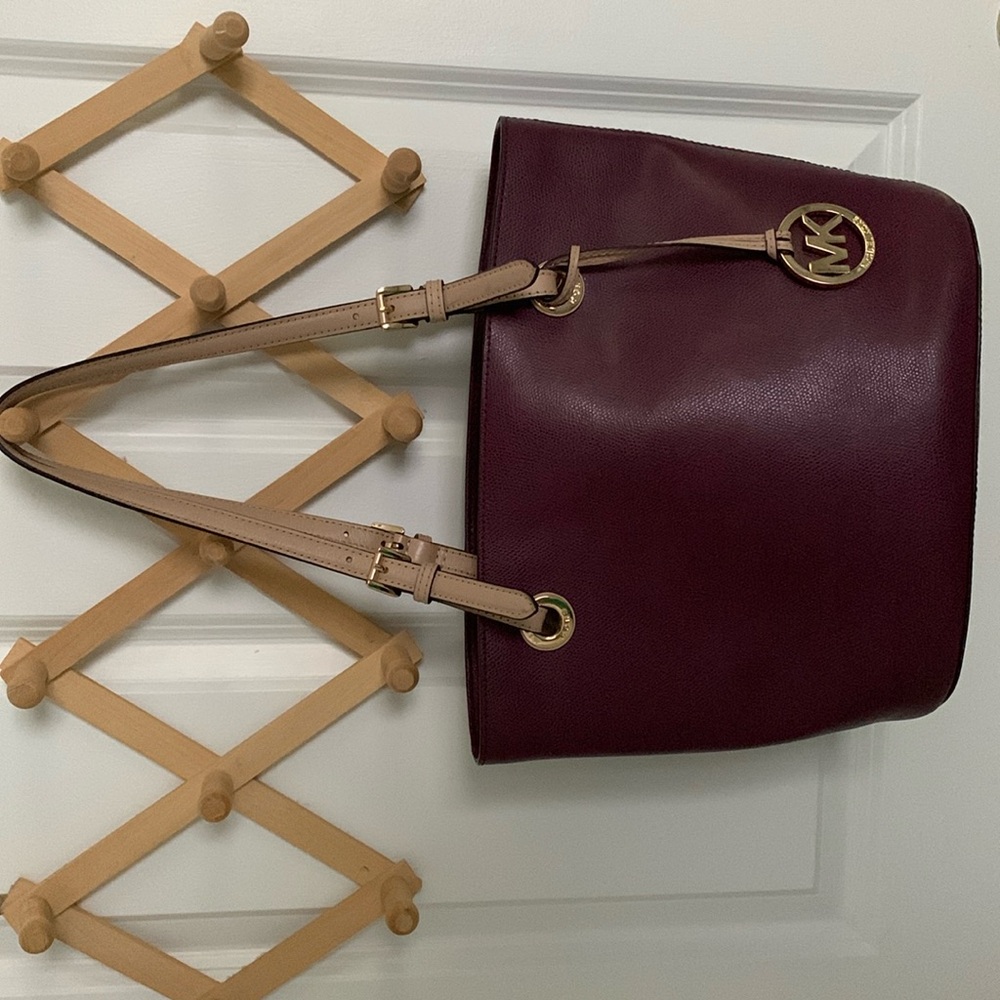 Michael Kors Burgundy and tan  bag